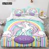 Unicorn Duvet Cover King Queen Cute White Cartoon Animal Bedding Set Children Boys Girl Western Fairy Tale Polyester Quilt Cover