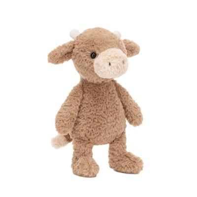 Jellycat Серия сельскохозяйственных животных Тан Бао Тафт корова успокаивающая коричневая кукла плюшевая кукла высота 20 см