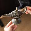 Metal Incense Burner Aladdins Magics Lamp Design Hollow Out Aesthetic Decorative Craft Gift Coil Incense Holder Hot-selling