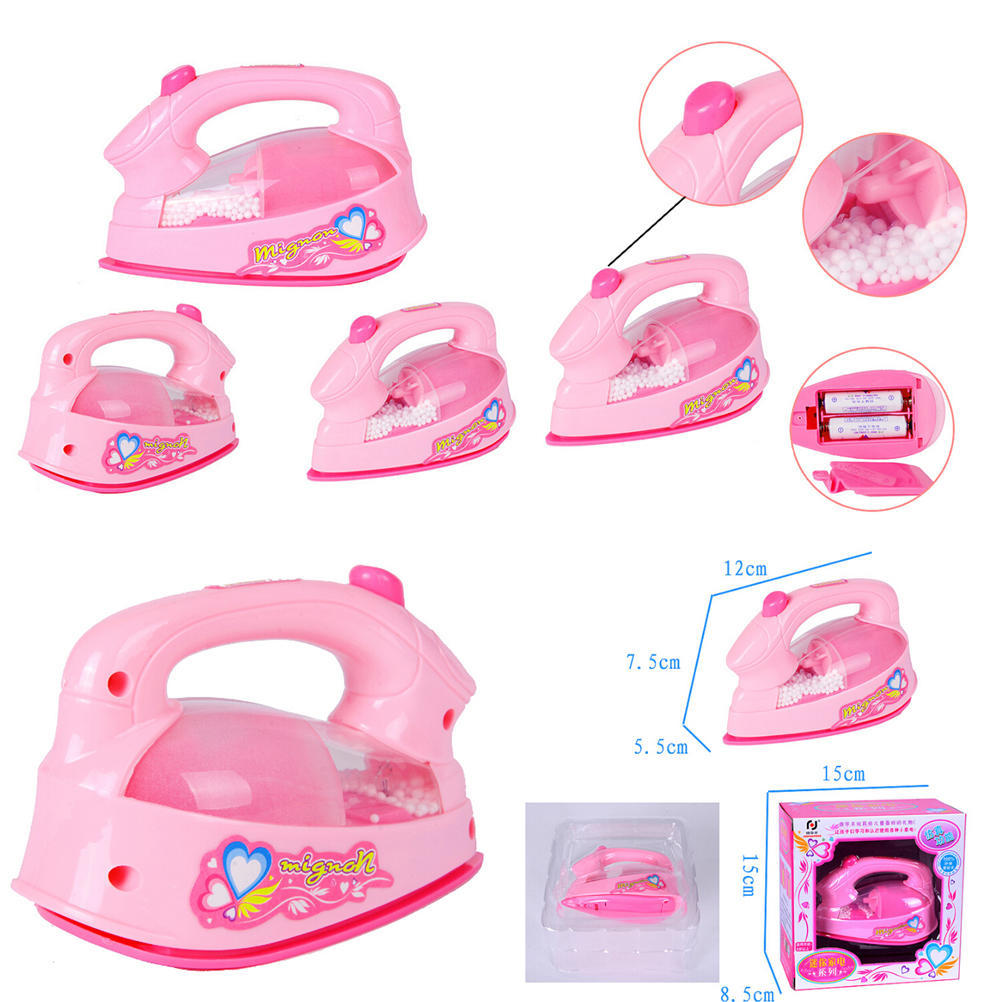 Plastic Pink Simulation Mini-Iron For Kids Pretend Play House Novelty Toy