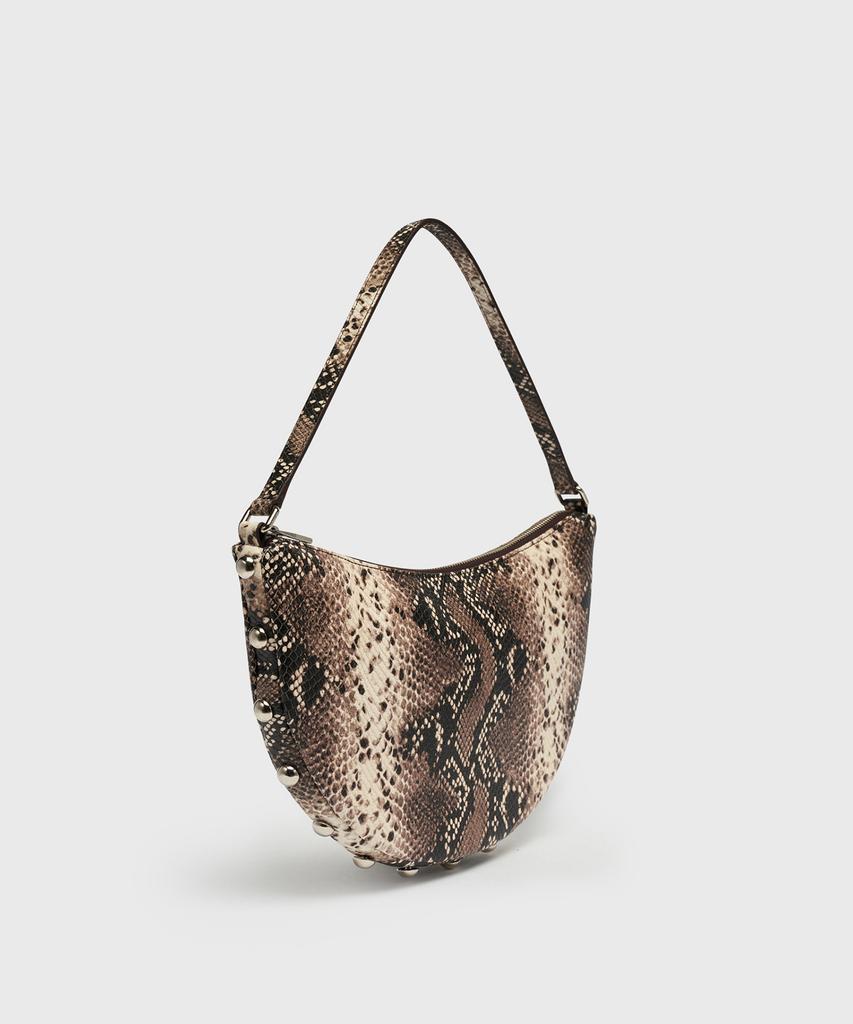 Yunse Half Moon Studded Shoulder Bag (Snake)