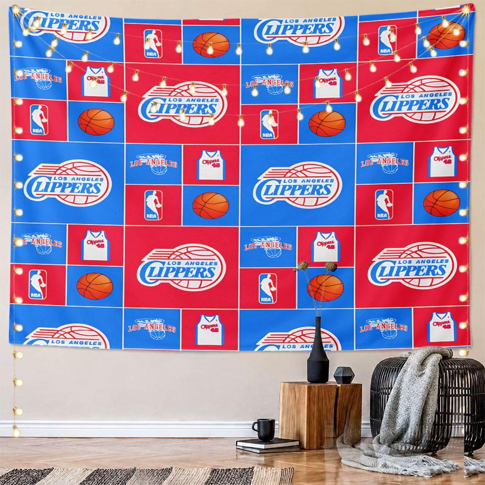 Los Angeles Clippers Basketball Design Pattern Wall Hanging Tapestry Decorative Tapestry Home Decor for Bedroom and Living Room