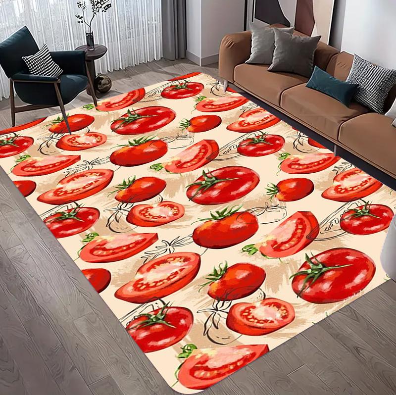 Tomato Patterned Carpet Is Suitable for Decoration in Kitchens, Living Rooms and Bedrooms. It Is Slip-resistant and Washable