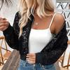 Новая элегантная женская жаккардовая кружевная перспективная молния короткая куртка верхнее пальто