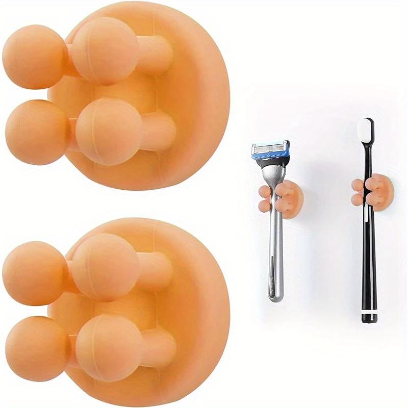 Wall-Mounted Plastic Toothbrush Holders with Multi-Hook - Space-Saving Vertical Suitable for Bathroom, Kitchen, Office