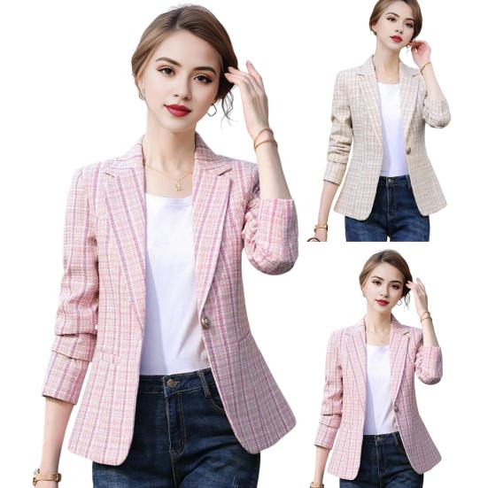 Весна Осень Костюм Пальто Женский Лацкан Длинный Рукав Slim Fit Одна Пуговица Костюм Пиджак С Карманами Офисная Женская Верхняя Одежда