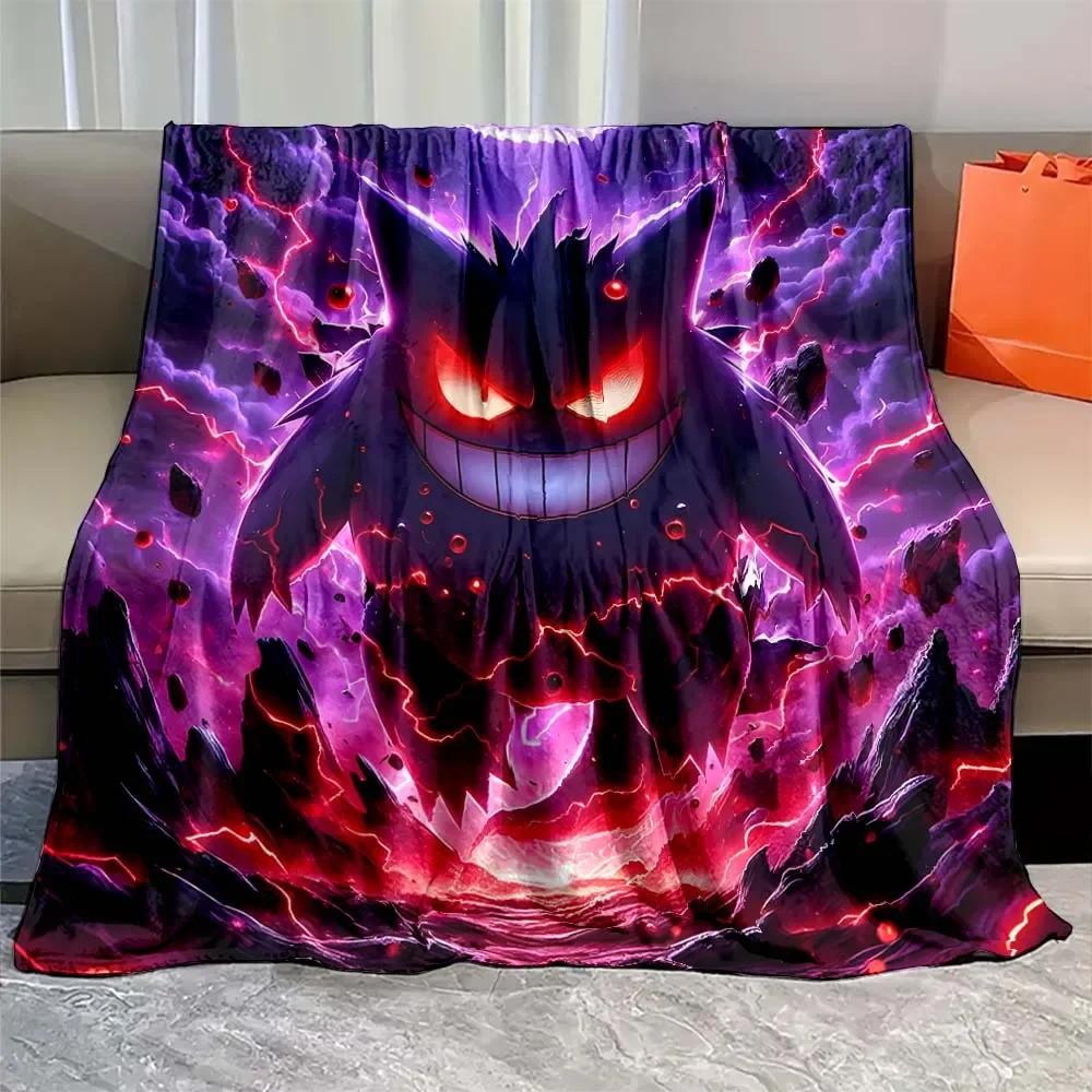 Japanese Anime Gengar Cartoon Flannel Blanket Figures Home Sofa Lunch Break Blanket Children Student Christmas Kids Gift
