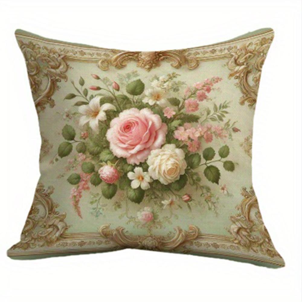 Retro flower decoration pillowcase pillowcase super soft polyester material living room sofa back car pillowcase decoration