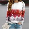 Топы для женщин с принтом рождественского снежного пейзажа, круглым вырезом и длинным рукавом, футболка, осенний повседневный тонкий пуловер, женский топ с длинным рукавом