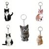 Acrylic Black & White Tuxedo Cat Double-Sided Keychain for Backpacks