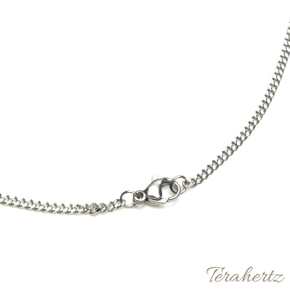 Terahertz Necklace with Square Cut Raw Stone Ultra Far Infrared Rays Healthy Circumference [OVER-9] Chain [Neck Approx. 60cm]