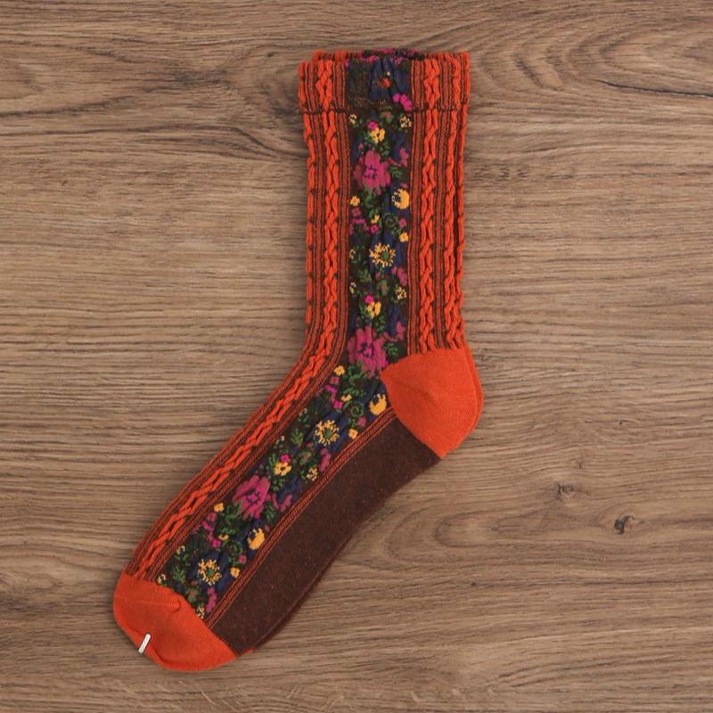 Хлопковые женские носки с рисунком, маленькие модные носки-трубочки с цветочным принтом, зимние теплые женские носки