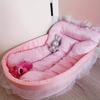 Washable Pet Bed Set, All-Season Soft Cushion Cat Bed Puppy Sofa Bed, Comfortable Princess Dog Chair