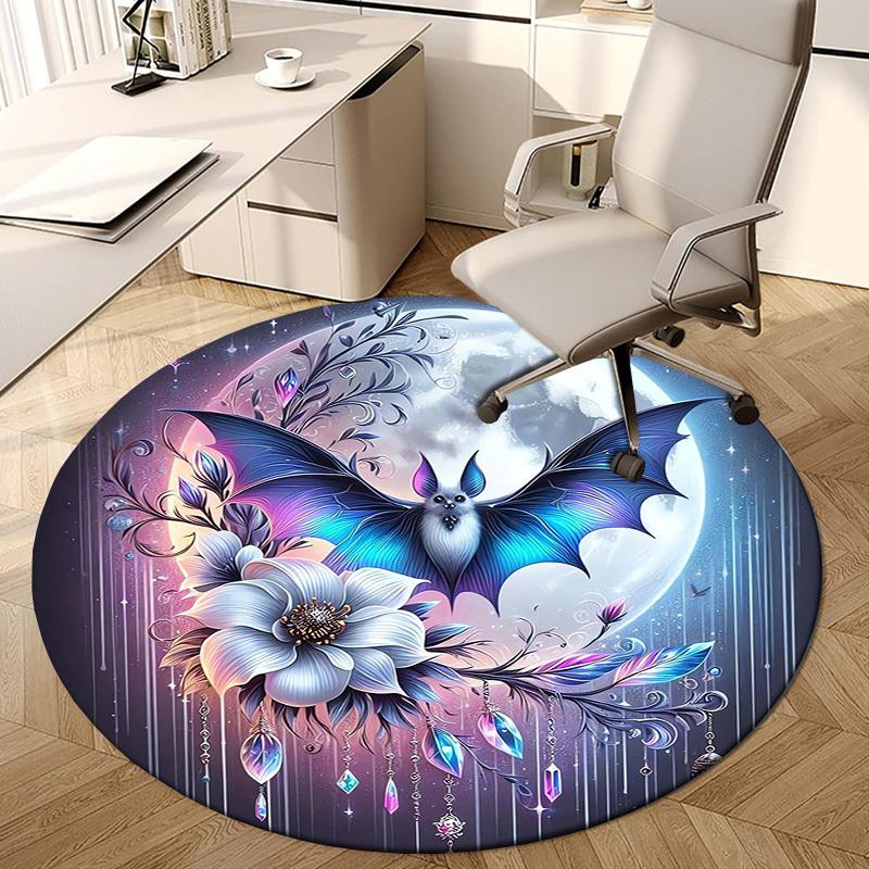 1pc Office Carpet Chair Mats Fantasy Bat Moon Flowers Perfect for Decorating Office Chairs, Living Rooms, Or Bedrooms