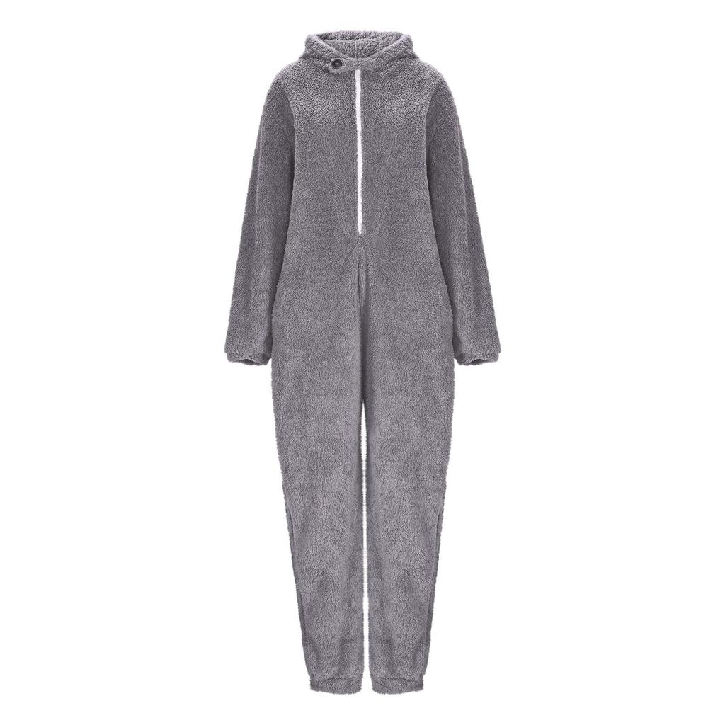 Комбинезоны-худи для женщин  Флисовый комбинезон  Теплая пижама  Ромпер для сна  На молнии с капюшоном