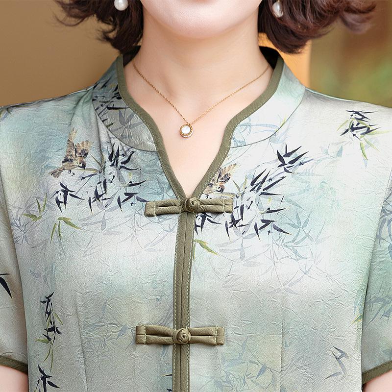 Летнее элегантное платье в китайском стиле для женщин среднего возраста - Дизайн «два в одном»