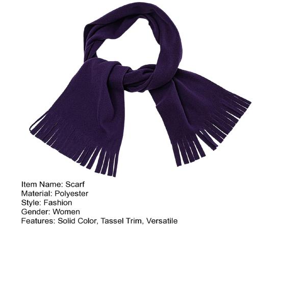 Yousheng Women Scarf Solid Color Versatile Big Long Shawl with Tassel Trim Winter Essential Scarf Fashion Accessories