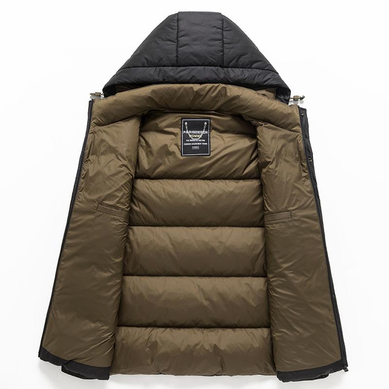 Winter New Men's Down Jacket Thickened Mid-length Hooded Cold-proof Outdoor Men's Jacket Down Jacket