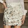 Glitter Sequin Dance Skirt High-Waisted Hip Wrapped Slimming Fit Sexy Skirt Stage Performances Mini Skirt