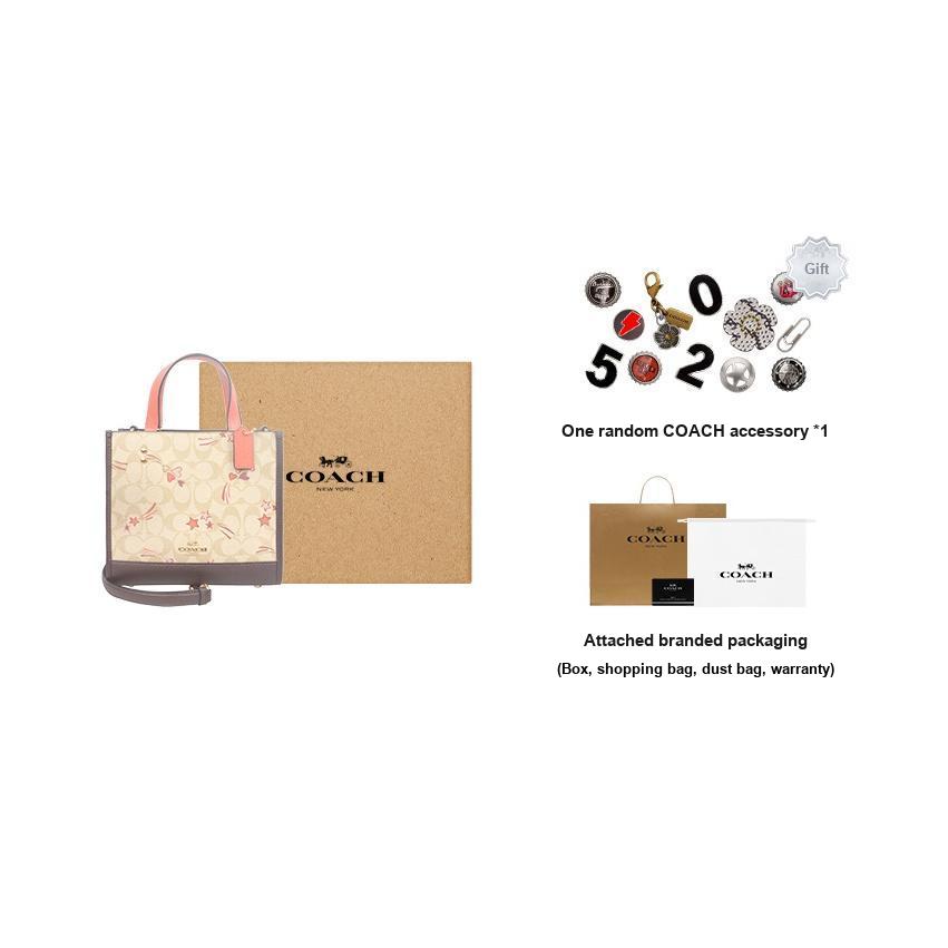 New COACH Dempsey PVC Tote Bag Shopping Bag Crossbody Bag Shoulder Bag Handbag Small Size Women's Dark Brown & Khaki CJ646-IMOT4