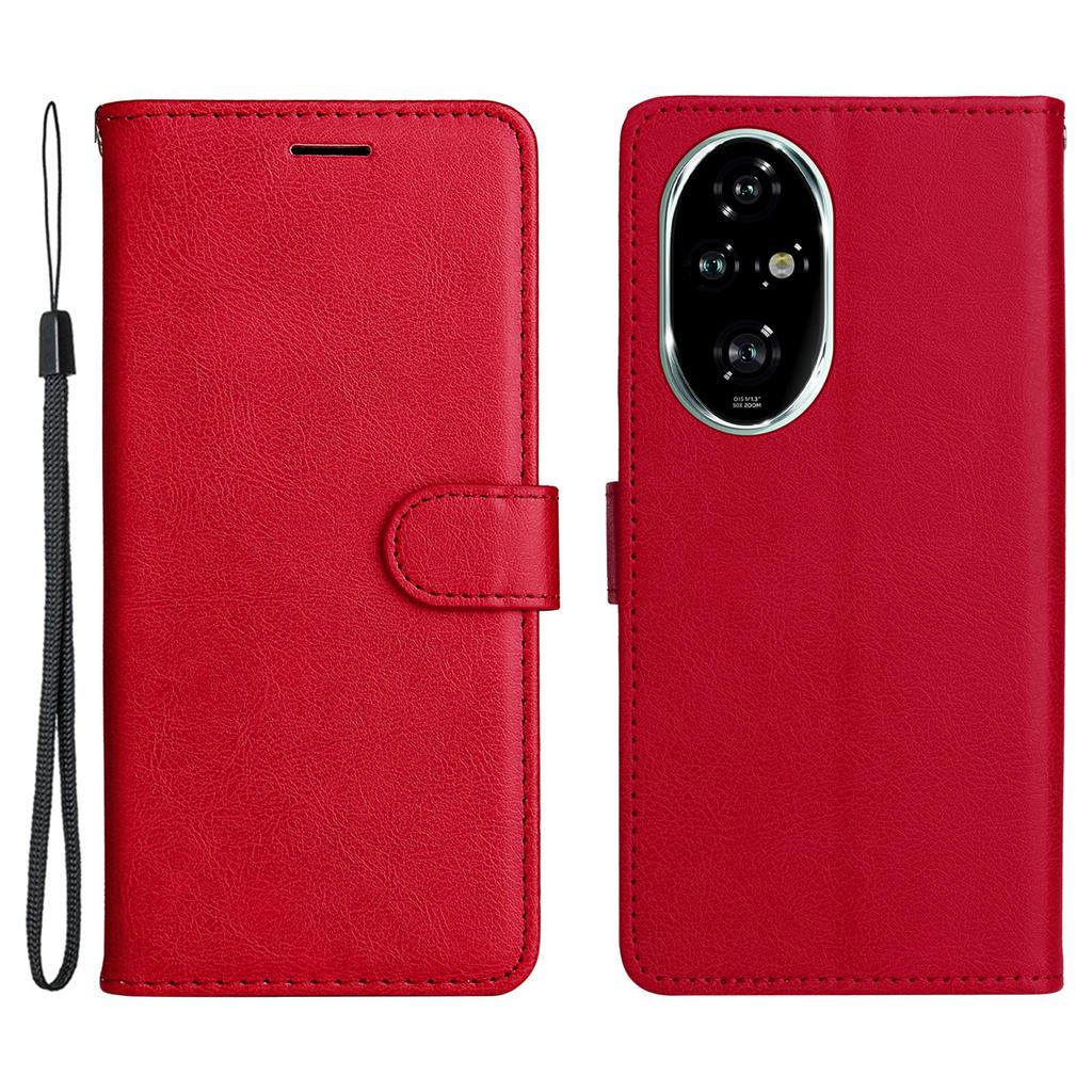 Чехол-кошелек с подставкой и ремешком для Honor 200 Pro 5G, однотонный кожаный чехол для мобильного телефона