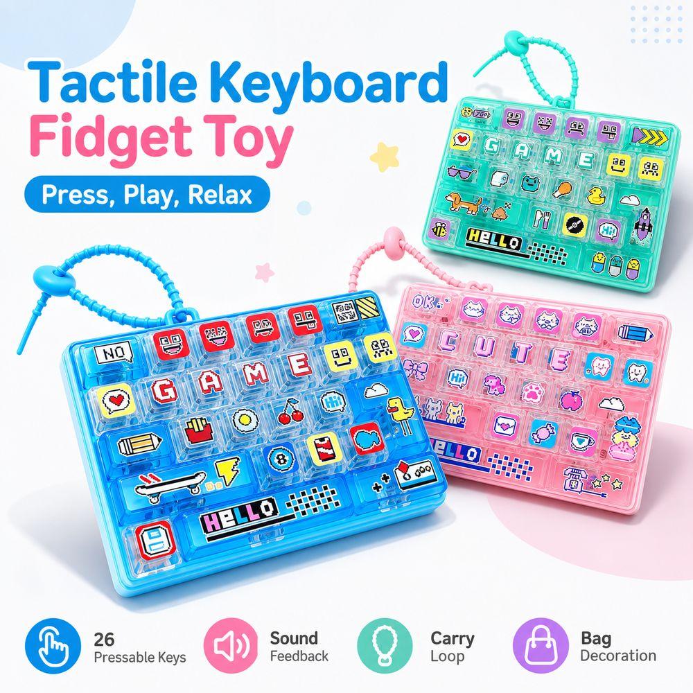 Clear Key Sounds Keyboard Keychain 26-key Keyboard Toy Stress Relief Decompression Toy Gifts