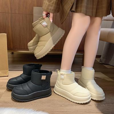 Женские осенние и зимние толстые подошвы с утепленными утепленными зимними сапогами, водонепроницаемые, износостойкие, повседневные, теплые ботинки