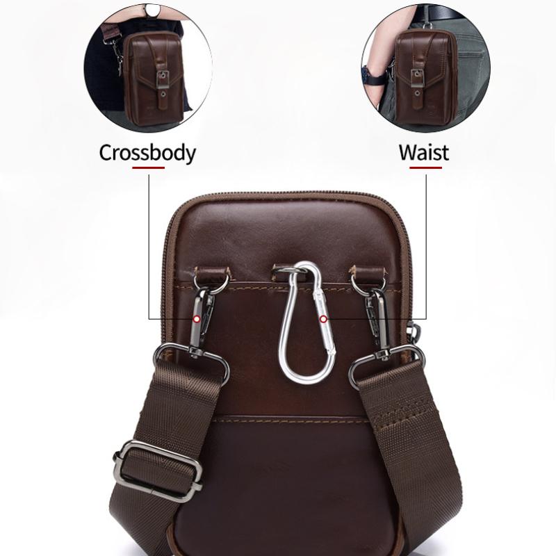 Мужская сумка-мессенджер на одно плечо для мобильного телефона, многофункциональная сумка-пояс для мобильного телефона с пряжкой в стиле ретро, повседневная мужская сумка