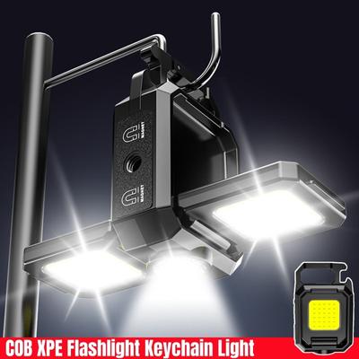 Мини-светодиодный фонарик-брелок, двойные фонари COB, USB-перезаряжаемые рабочие фонари, фонари для рыбалки с магнитом, встроенная батарея