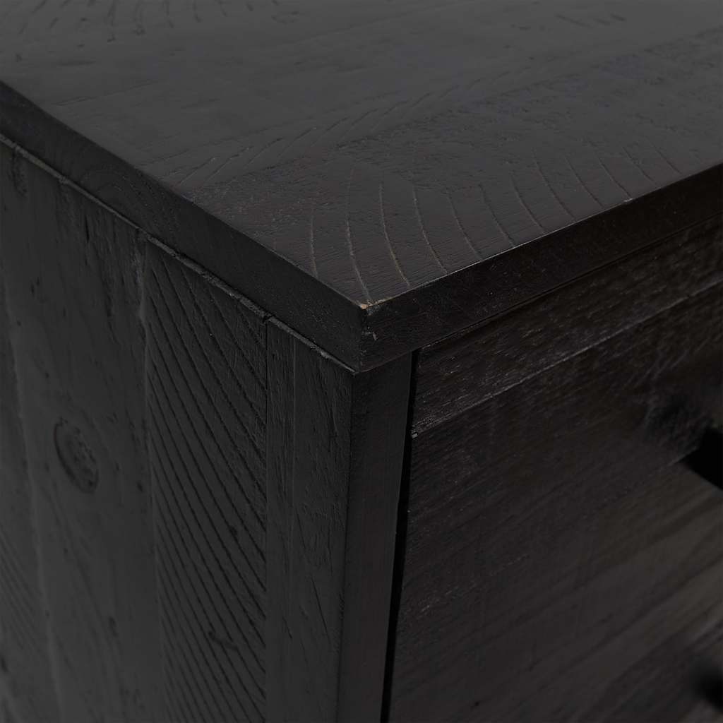Chest of Drawers Black 42x35x110 cm Solid Pine Wood