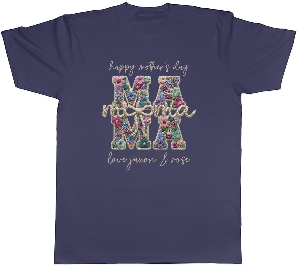 Personalised Happy Mothers Day Mama Crochet Unisexs TShirt Tee Gift Top