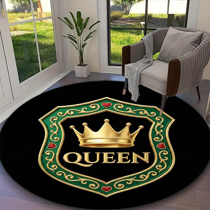 1pc Queen's Crown Printed Chair Rug for Home Office Use, Living Room Kitchen Game Room Round Carpet