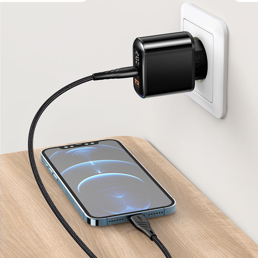 Mcdodo Быстрое сетевое зарядное устройство для телефона 2x USB USB-C PD 20 Вт Измеритель