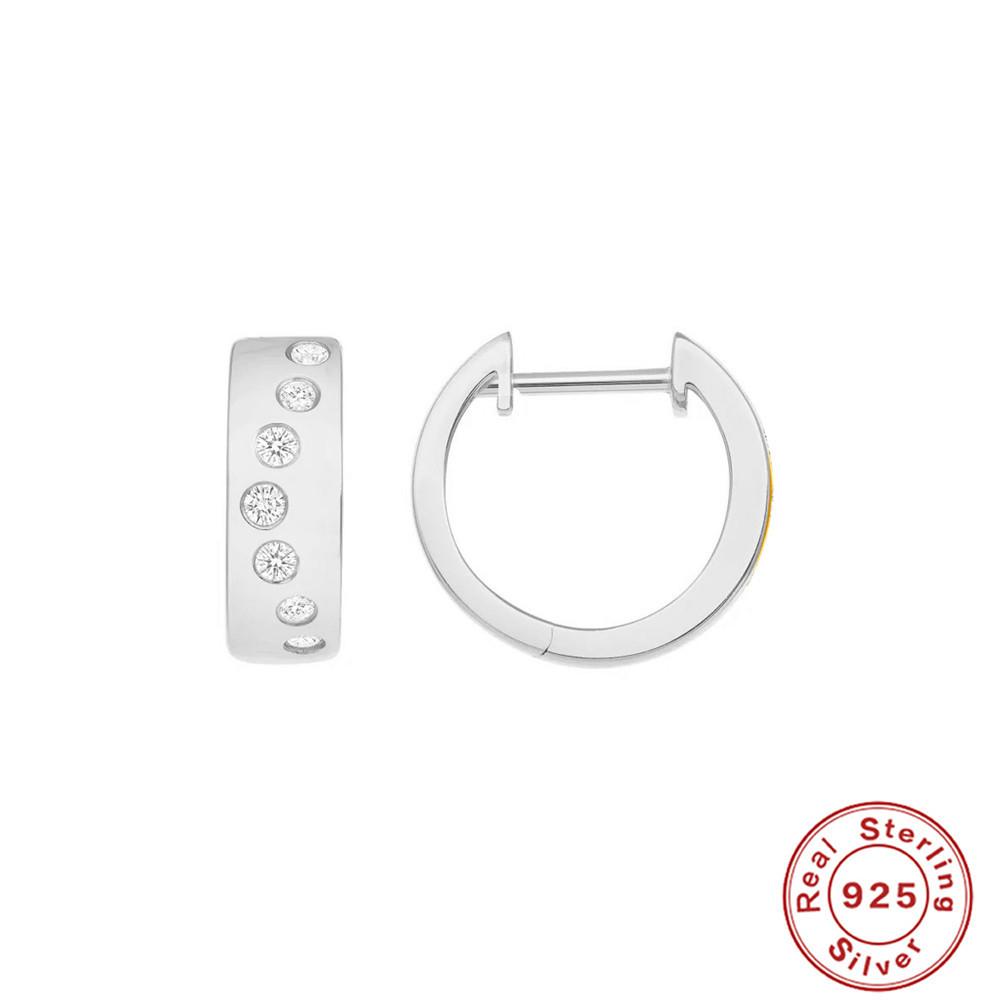 Stylish And Simple Ins Wind S925 Sterling Silver Earrings U-Shaped Fashionable Row Diamond Four-Claw Earrings Earrings