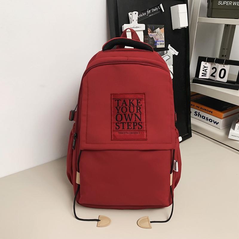 Большая вместимость школьного рюкзака для студента, женский дорожный рюкзак, однотонный мужской рюкзак с буквами