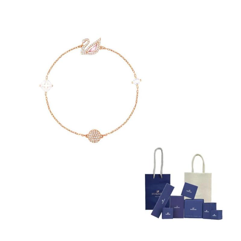 Swarovski Женский сияющий браслет "Лебедь" Золотой