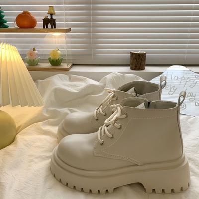 Мартинсы на толстой подошве с четырьмя отверстиями, короткие, с высокой голенью, женские, для маленького человека с юбкой, универсальные, в ретро британском стиле, весенне-осенние одинарные ботинки i