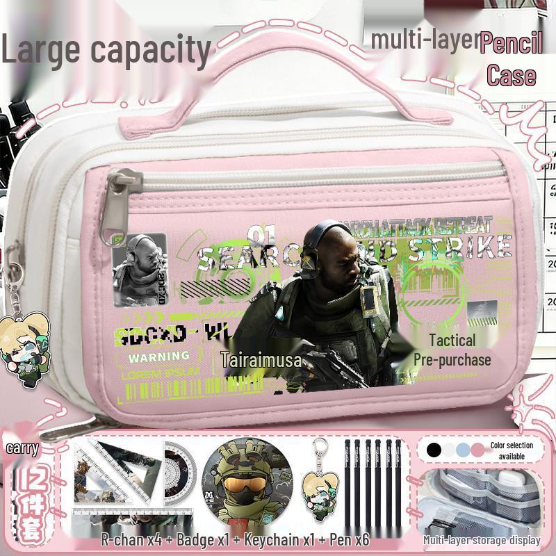 Delta Action Multi-Layer Large Capacity Pencil Case: Portable for Primary & Secondary Students, Stylish & Functional Stationery Organizer.