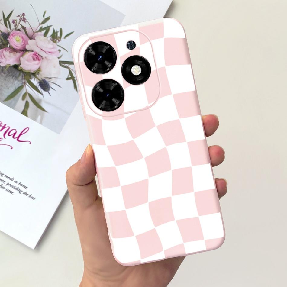 Чехол для Tecno Spark Go 2024 Милый Цветочный Узор Сердечки Конфетный Цвет Мягкий Силикон Тонкая Задняя Крышка Телефона Для Spark Go (2024) BG6