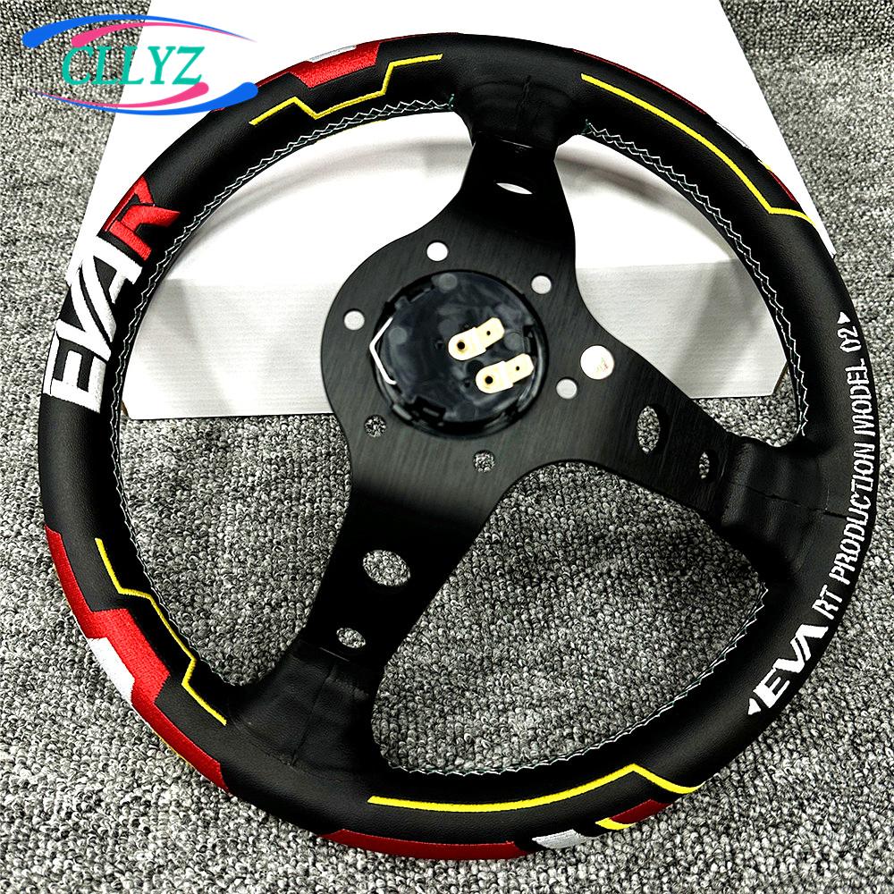 Универсальный 12,5-дюймовый 320-мм гоночный руль JDM VERTEX, натуральная кожа, вышивка, для картинга, спортивного автомобиля, автоаксессуары