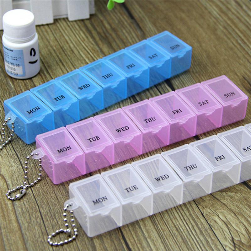 7-Day Portable Pill Organizer | Weekly Medicine Box with Keychain | Travel Medication Dispenser for Vitamins & Supplements | Pocket-Sized Pill Case