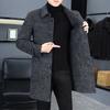 Men Woolen Coat Lapel Long Sleeve Single Breasted Mid-Length Overcoat with Pockets Casual Daily Wear