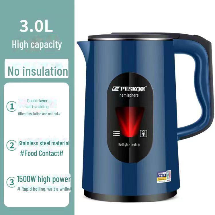 Электрический чайник Hemisphere 3.0L: Быстрое закипание, сохранение тепла, большая вместимость, автоматическое отключение, защита от ожогов, идеально подходит для общежитий.