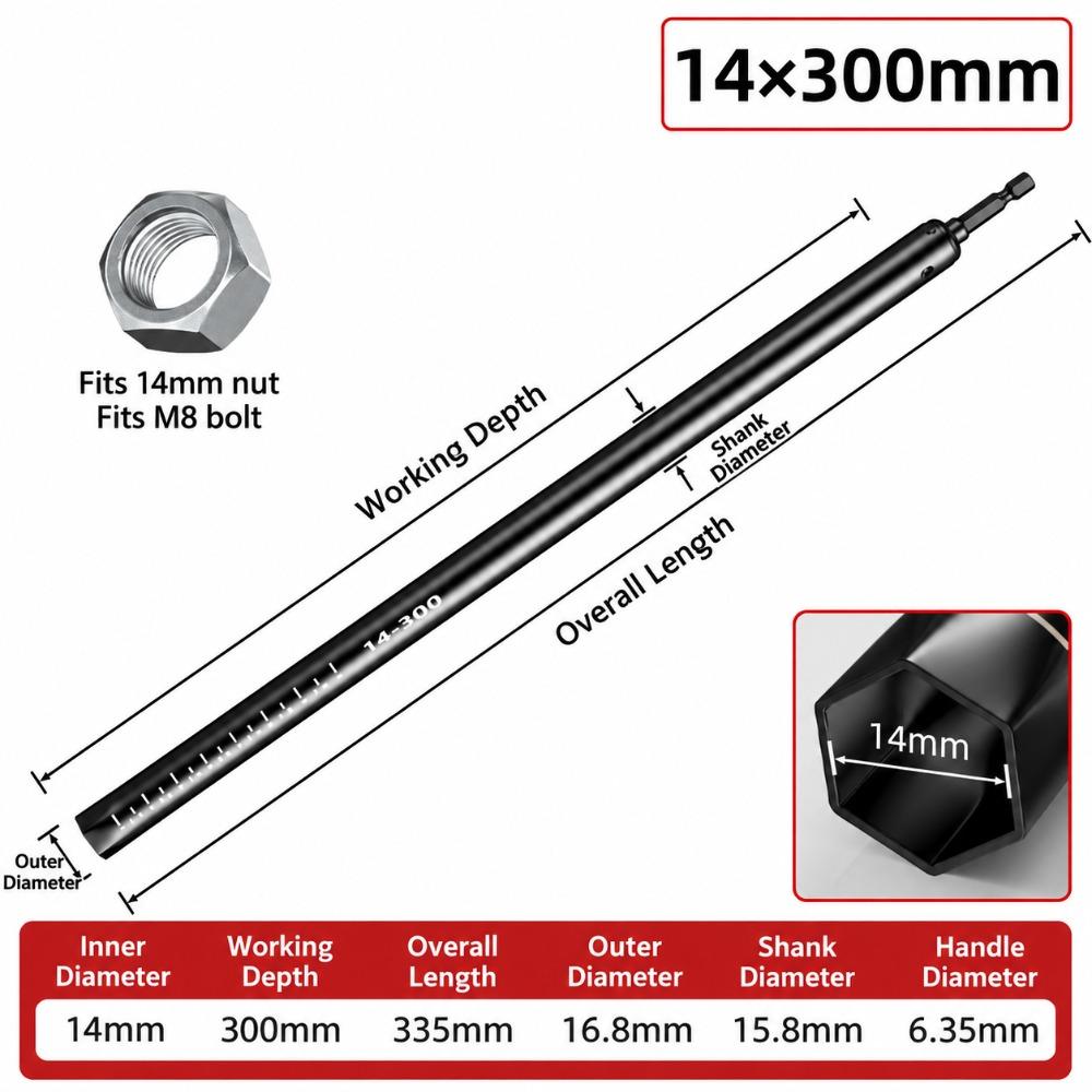 Stainless Steel Hollow Socket Nut Driver Hollow Structure Hex Socket Tool Threaded Rod Adjustment