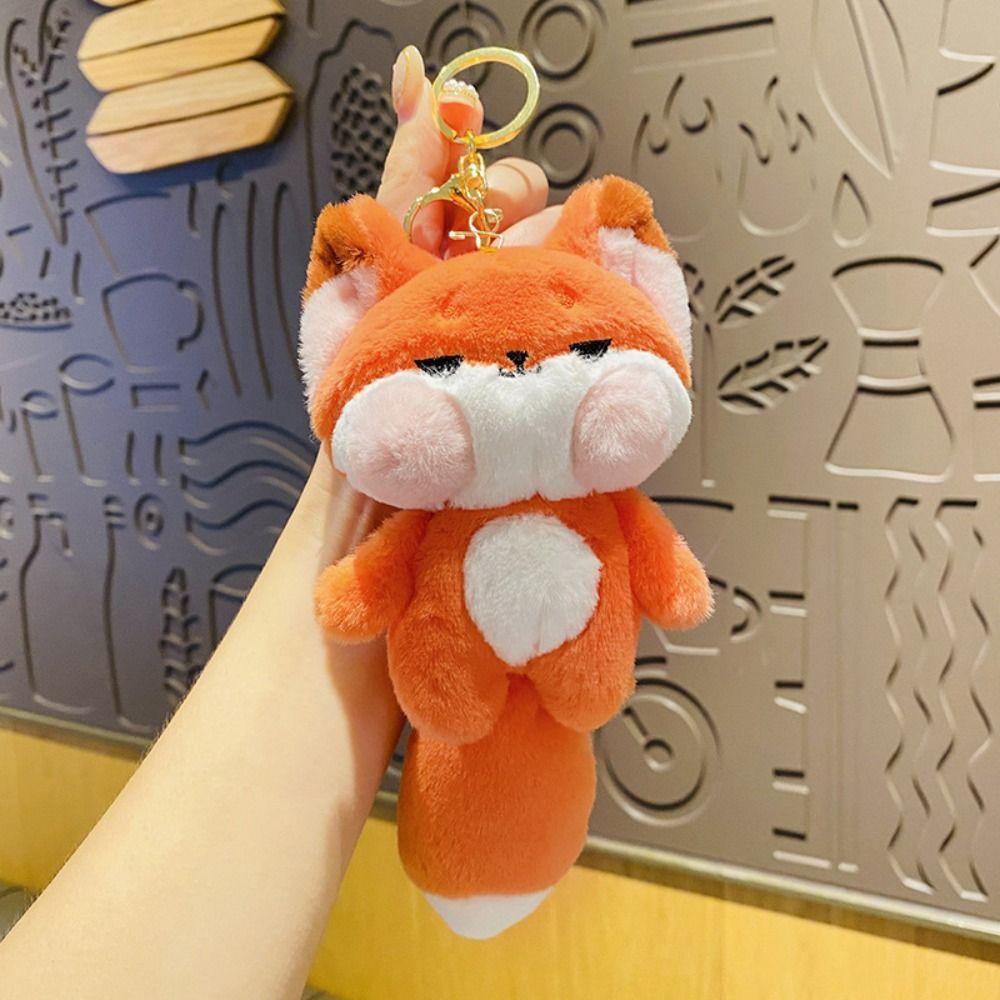 Plush Cartoon Big Tail Orange Car Keychain Cartoon Big Tail Doll Pendant  Kids Children Girls Boys