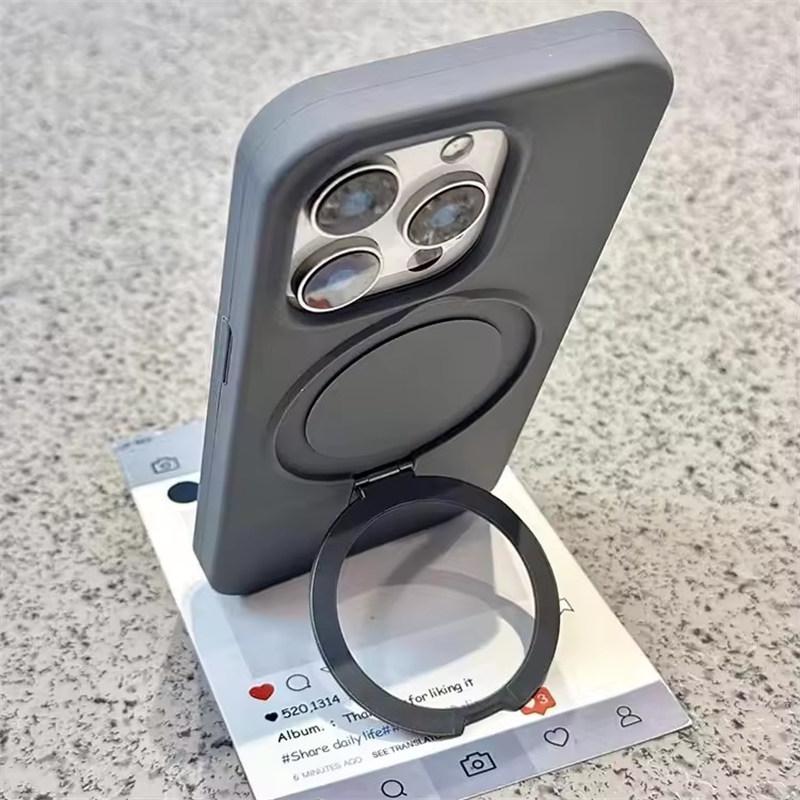 Роскошный чехол из жидкого силикона с подставкой-кольцом и поддержкой Magsafe для iPhone 17 Air 16 15 14 13 12 11 Pro Max Plus, магнитный матовый мягкий чехол