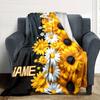 Sunflower And Daisy Floral Border With Placeholder Lightweight Customizable Blanket Personalized Name Soft Warm Cozy Throw For Sofa Couch Office Bed