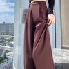 2024 Autumn Wide-Leg Angora Red High-Waist Casual Pants for Women