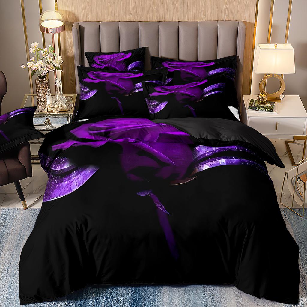 Красная Роза 3D Цветочный Пододеяльник Комплект постельного белья Цветочное Постельное Белье Двуспальная Простыня Одеяло Летнее Одеяло Королевский Размер