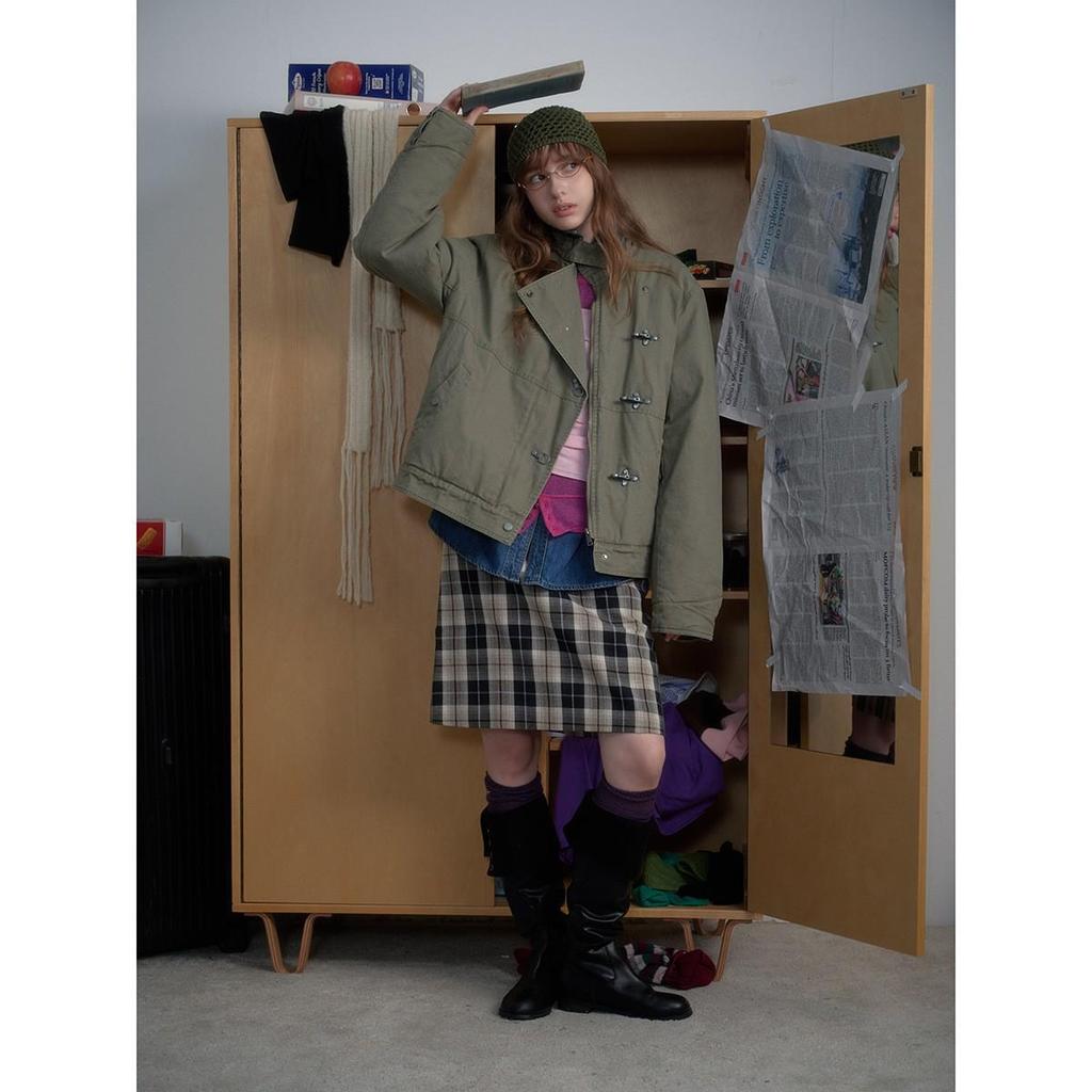 Trendy Unisex Retro Washed Metal Bit Workwear Jacket - Winter Stand Collar Cotton Coat